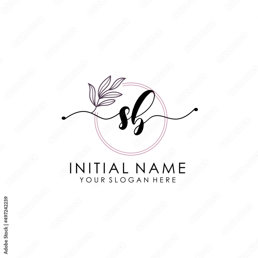 SB Luxury initial handwriting logo with flower template, logo for beauty, fashion, wedding, photography SB Luxury initial handwriting logo with flower template, logo for beauty, fashion, wedding, photography