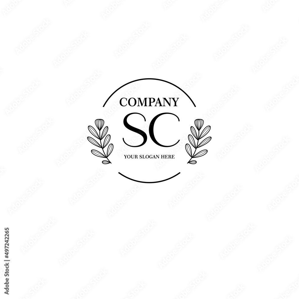 SC Beauty vector initial logo art handwriting logo of initial signature, wedding, fashion, jewelry, boutique, floral SC Beauty vector initial logo art handwriting logo of initial signature, wedding, fashion, jewelry, boutique, floral