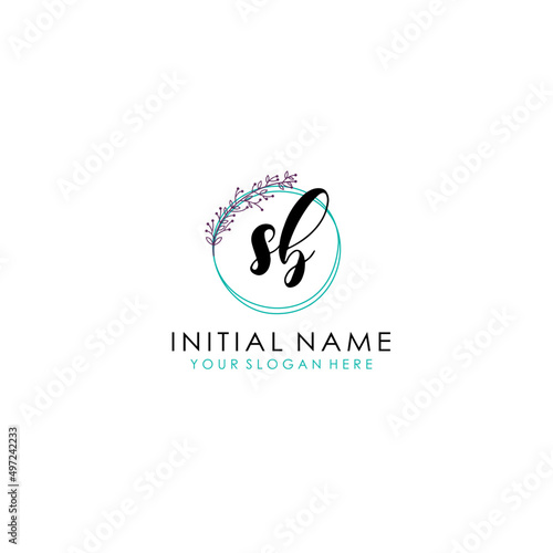 SB Initial letter handwriting and signature logo. Beauty vector initial logo .Fashion boutique floral and botanical