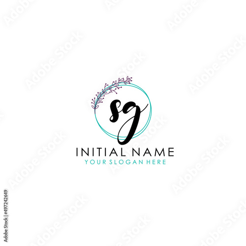 SG Initial letter handwriting and signature logo. Beauty vector initial logo .Fashion boutique floral and botanical