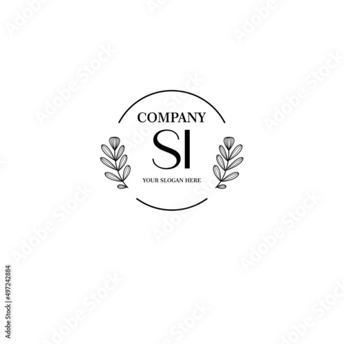 SI Beauty vector initial logo art handwriting logo of initial signature, wedding, fashion, jewelry, boutique, floral
