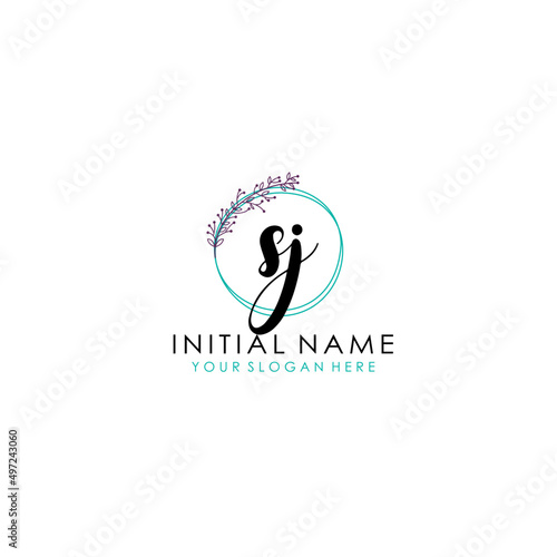 SJ Initial letter handwriting and signature logo. Beauty vector initial logo .Fashion boutique floral and botanical