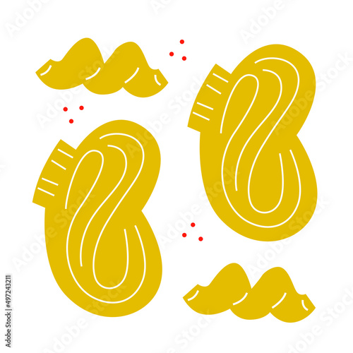 Pasta simple icons vector. Ingredients for cooking. Pasta, noodles, vegetables abstract still life illustration for your design. Minimalist art for logo, posters, wall art