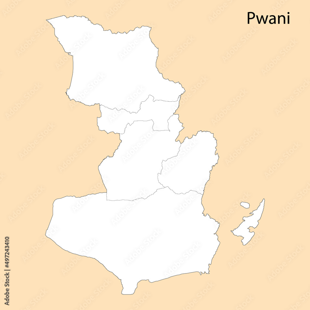 High Quality map of Pwani is a region of Tanzania High Quality map of Pwani is a region of Tanzania