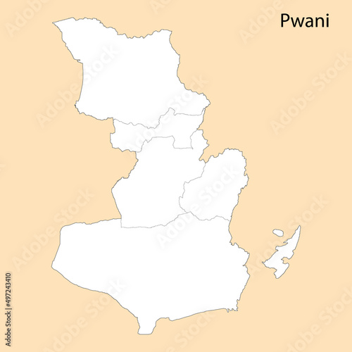 High Quality map of Pwani is a region of Tanzania