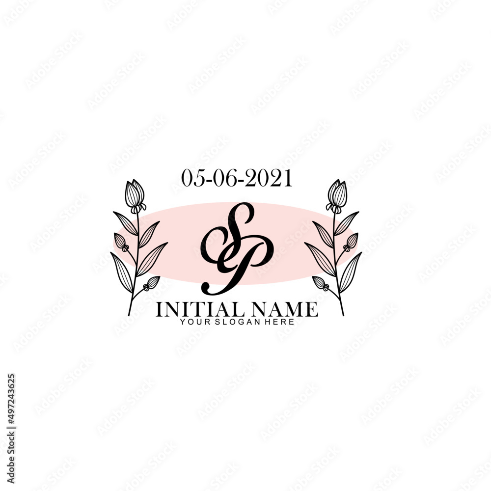 Fototapeta premium SP Initial letter handwriting and signature logo. Beauty vector initial logo .Fashion boutique floral and botanical