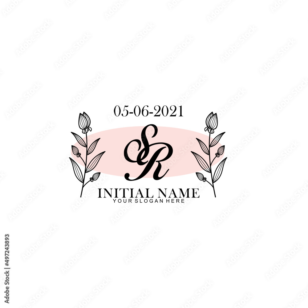 SR Initial letter handwriting and signature logo. Beauty vector initial logo .Fashion boutique floral and botanical SR Initial letter handwriting and signature logo. Beauty vector initial logo .Fashion boutique floral and botanical