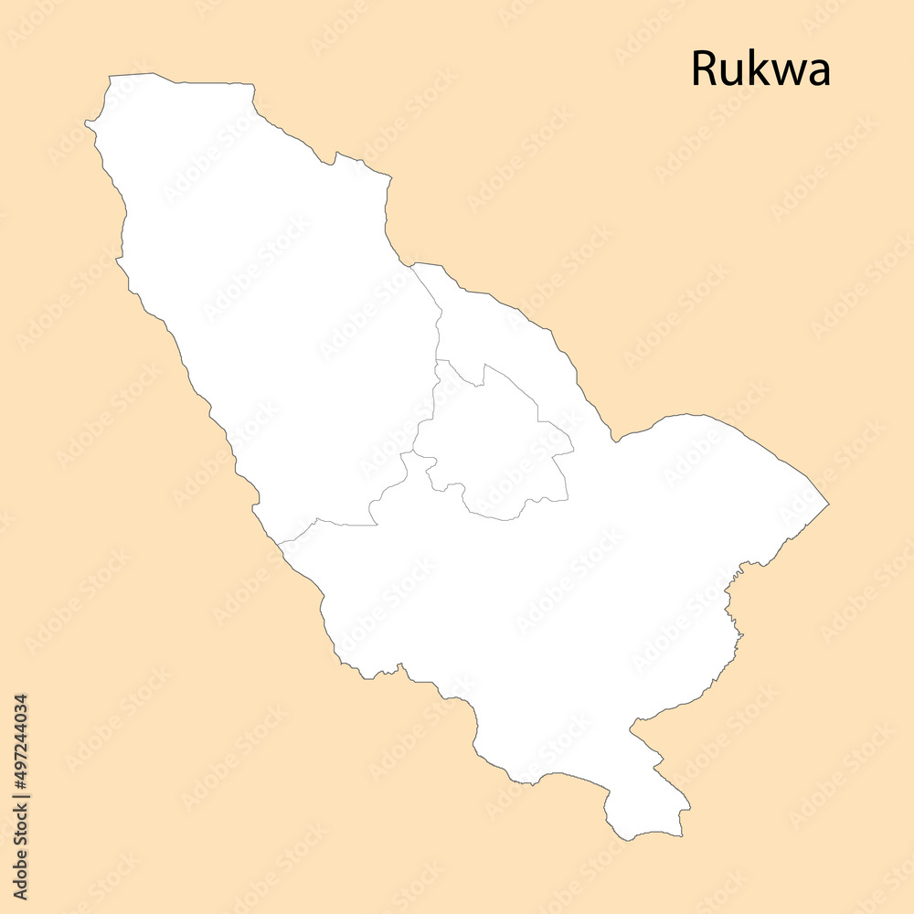 Obraz premium High Quality map of Rukwa is a region of Tanzania
