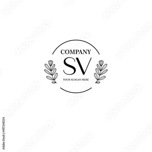 SV Beauty vector initial logo art handwriting logo of initial signature, wedding, fashion, jewelry, boutique, floral