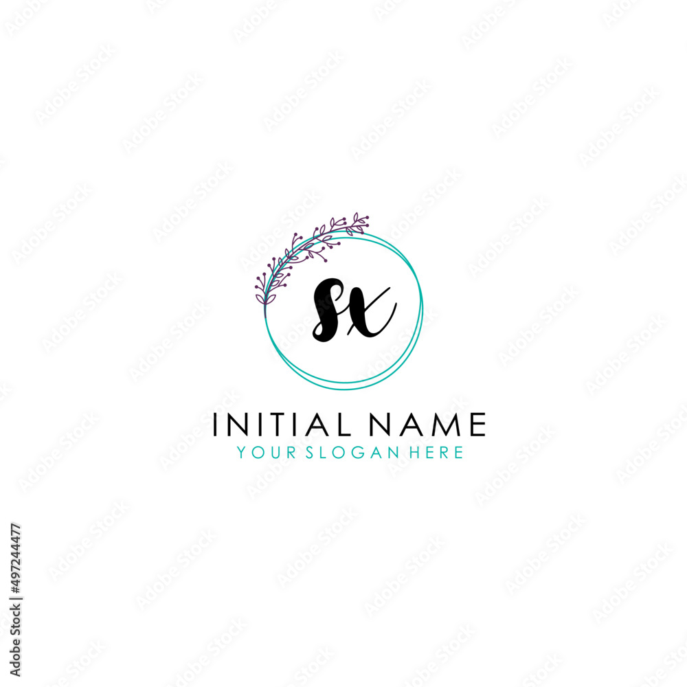 SX Initial letter handwriting and signature logo. Beauty vector initial logo .Fashion  boutique  floral and botanical