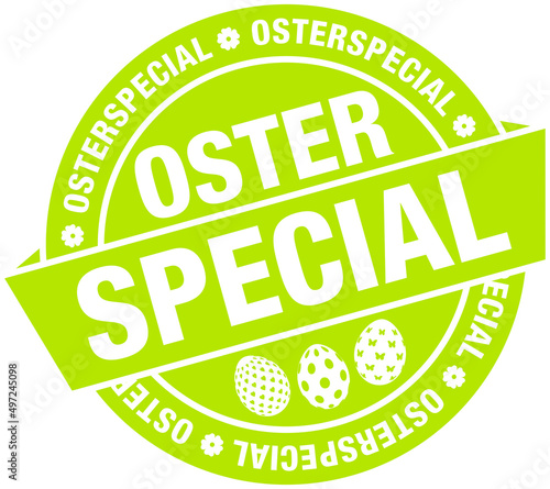 Button Banner "Osterspecial" Ostereier Flat Grün