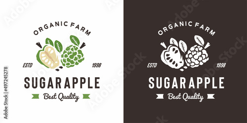 vintage sugar apple fruit logo illustration suitable for fruit shop and fruit farm