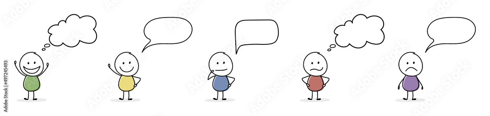 Collection of blank speech bubbles with funny stickman. Vector Collection of blank speech bubbles with funny stickman. Vector