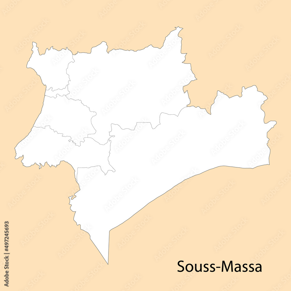 High Quality map of Souss-Massa is a province of Morocco
