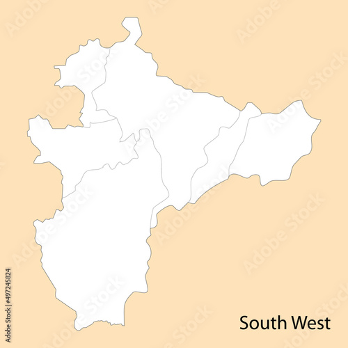 High Quality map of South West is a region of Ethiopia