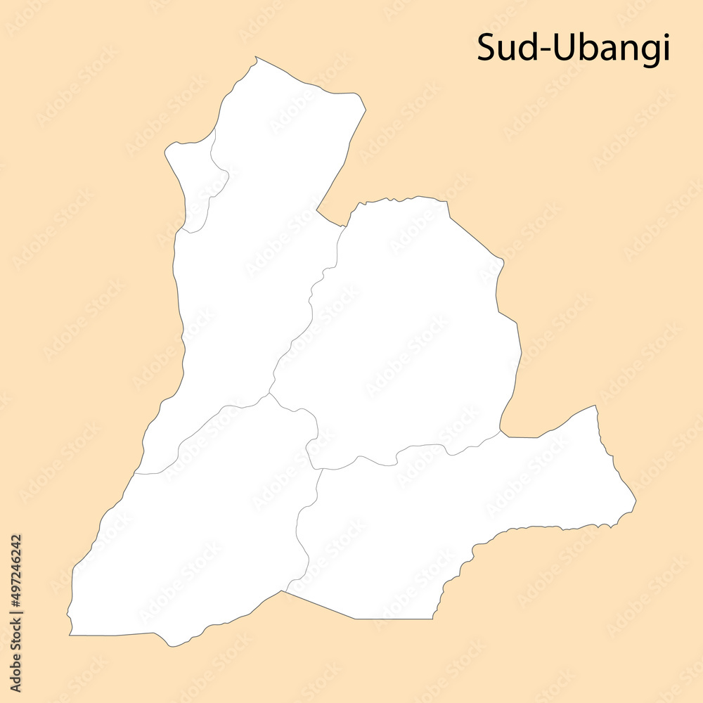 High Quality map of Sud-Ubangi is a region of DR Congo