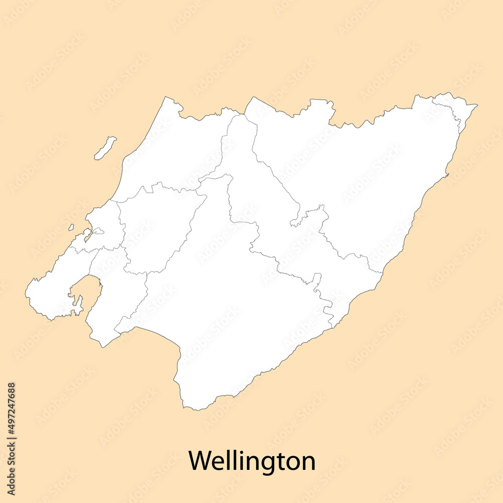 High Quality map of Wellington is a region of New Zealand