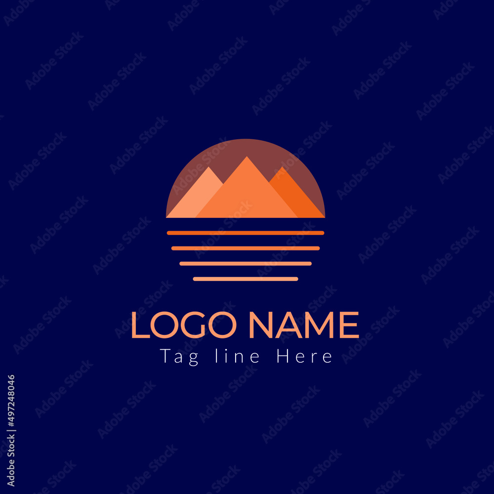 Simple Colour Design And Mount River Logo Design