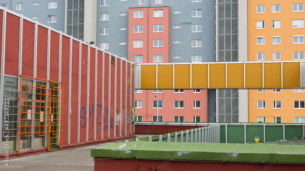 Fototapeta premium Renovated communist style apartment houses