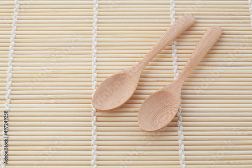 eating, bamboo, smooth, clean, culinary, brown, single, cutout, national, compostable, above, kitchen utensil, overhead, top view, tableware, white background, object, spoon, wooden, isolated, wooden 