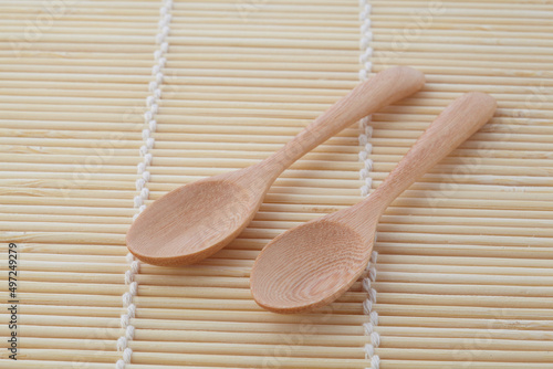 eating, bamboo, smooth, clean, culinary, brown, single, cutout, national, compostable, above, kitchen utensil, overhead, top view, tableware, white background, object, spoon, wooden, isolated, wooden 
