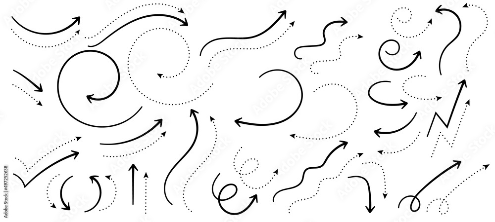 Set of Doodle Arrows Vector, Abstract Arrow Collection Icon Illustration Set of Doodle Arrows Vector, Abstract Arrow Collection Icon Illustration