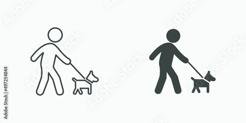man, pedestrian, walk, dog vector icon symbol isolated