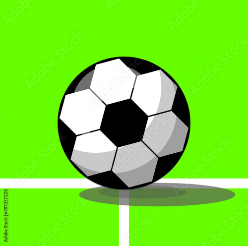 minimalist vector illustration of a soccer ball on a green field  football icon