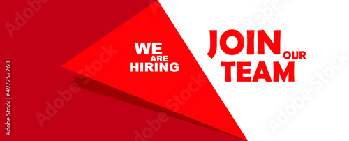 join our team sign on white background	
