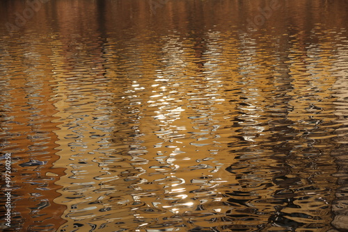 Water reflection golden color