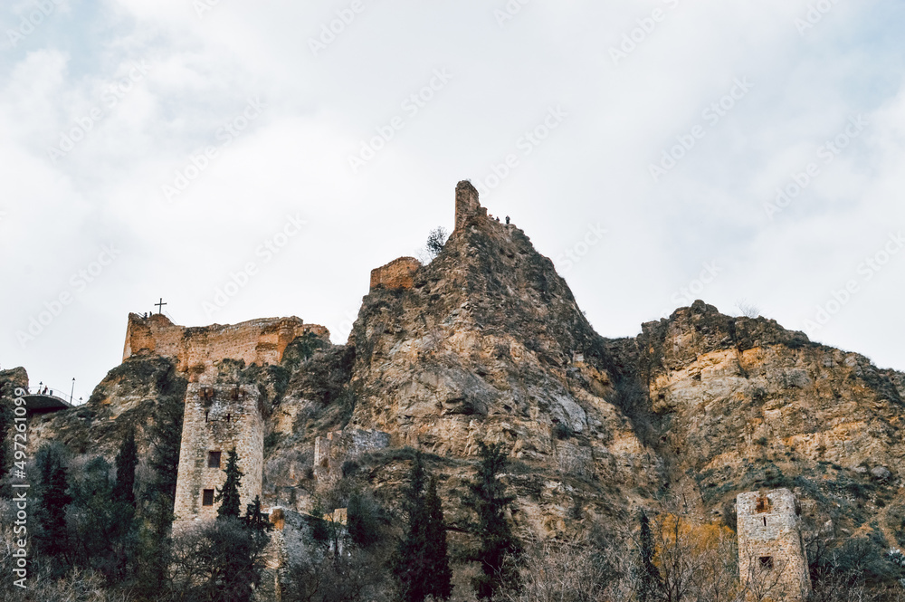 View of the fortress on the rock, city of Tbilisi