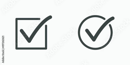 checkmark, checkbox, checklist, tick icon vector symbol set. 
