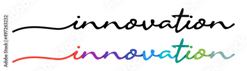 Innovation Handwriting Black & Colorful Lettering Calligraphy Banner Vector Illustration. photo