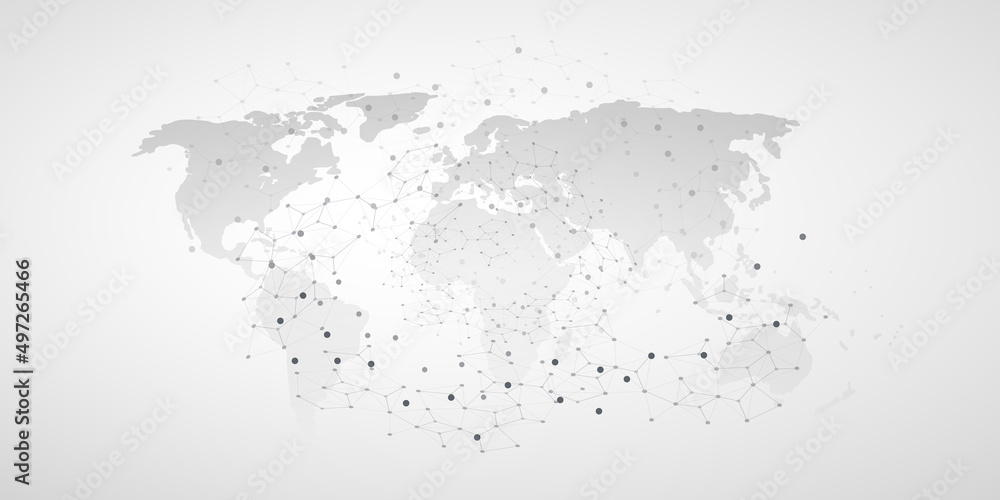 Black and White Modern Style Global Networks, Worldwide Network Connections - Information Technology Concept Design with Connected Nodes, Geometric Polygonal Mesh and World Map - Vector Template Black and White Modern Style Global Networks, Worldwide Network Connections - Information Technology Concept Design with Connected Nodes, Geometric Polygonal Mesh and World Map - Vector Template