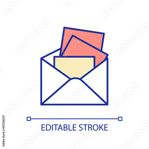 Overloaded email inbox RGB color icon. Spam letters danger for users. System notifications. Isolated vector illustration. Simple filled line drawing. Editable stroke. Arial font used