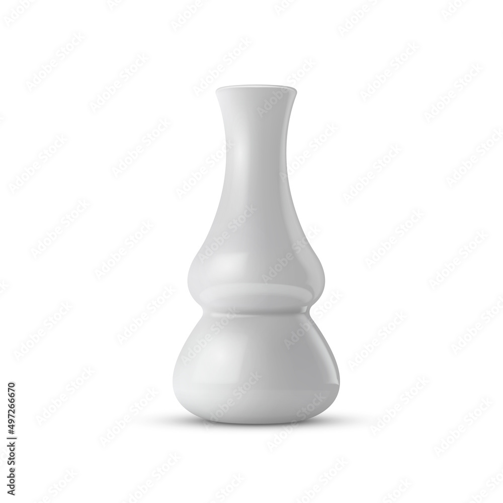 Realistic white ceramic porcelain vase. 3d ceramic glossy pot. Realistic white ceramic porcelain vase. 3d ceramic glossy pot.
