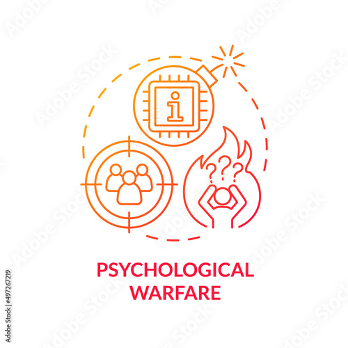 Psychological warfare red gradient concept icon. Propaganda. Subarea of information warfare abstract idea thin line illustration. Isolated outline drawing. Myriad Pro-Bold font used
