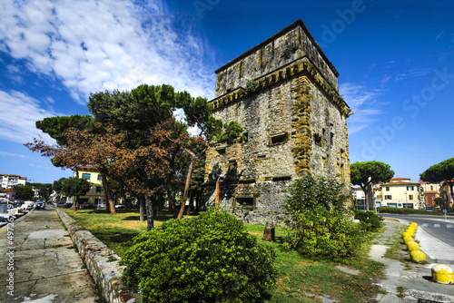 View of the Matilde Tower historical building located in Viareggio, Italian town photo