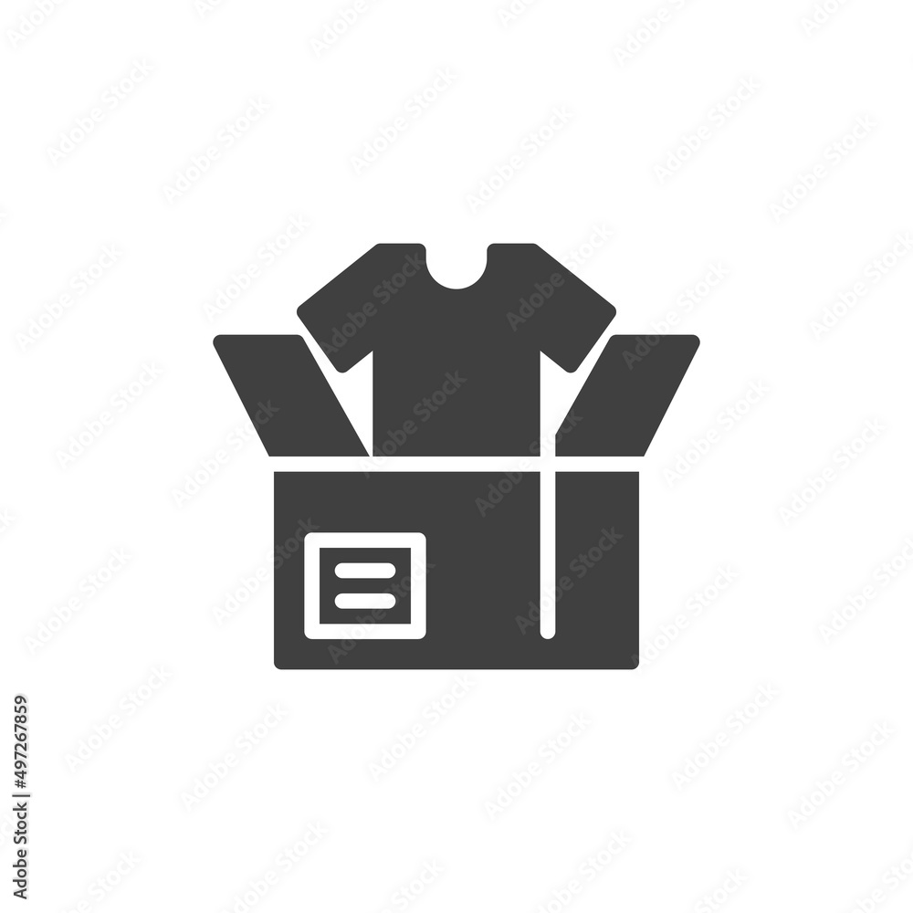 Donation box with clothes vector icon Donation box with clothes vector icon