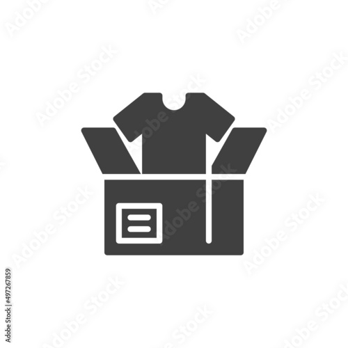 Donation box with clothes vector icon