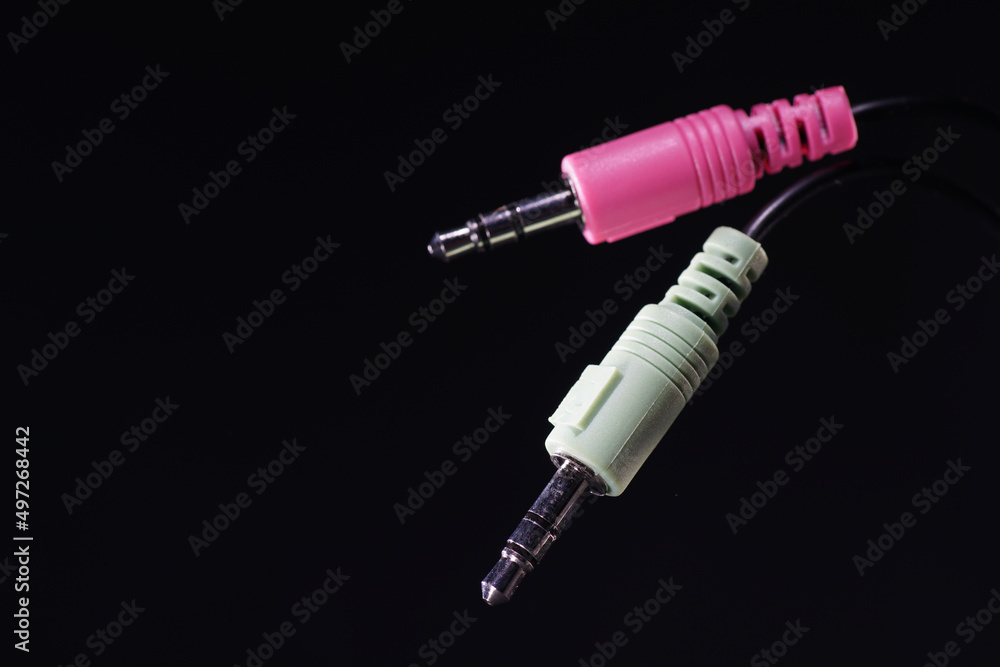audio cable isolated on black audio cable isolated on black