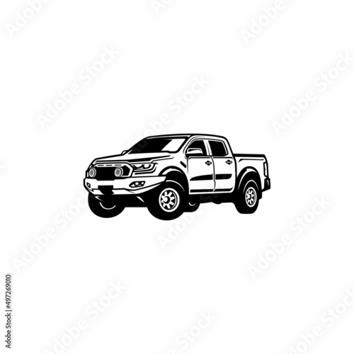 american pick up truck illustration vector