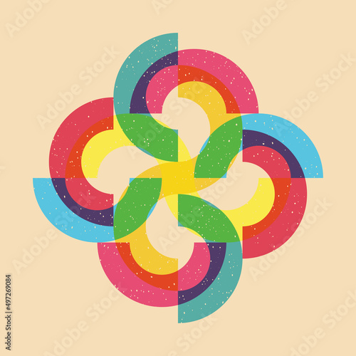 Geometric object  with riso print effect. Vector. Graphic element  for fabric, textile, clothing, wrapping paper, wallpaper, poster. Graphic element.  Perfect For your own decoration or design