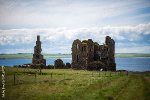 Scenic view of Castle Sinclair Girnigoe, Scotland photo