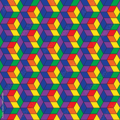 3D Fototapete Badezimmer - Fototapete Seamless repeating isometric pattern of cubes