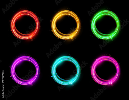 Abstract Glowing Illuminated Circle Neon Light Frame Set