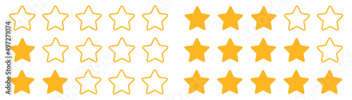 Star rating from 0 to 5 rating review icon set. Five yellow mark symbol. Sign level top vector.