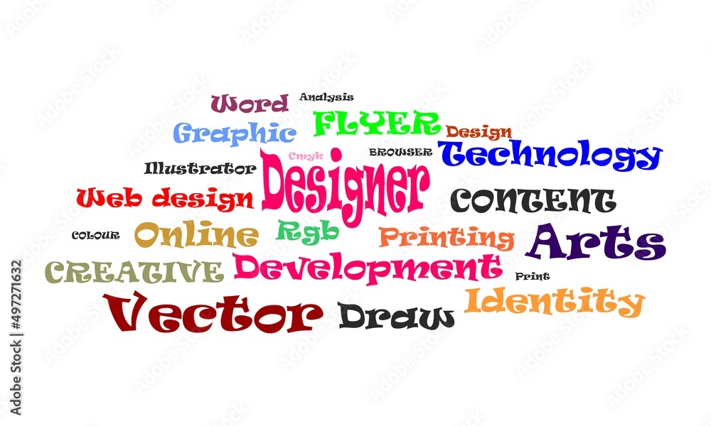 DESIGN - plan or specification for the construction of an object or system or for the implementation of an activity or process, word cloud creative concept background