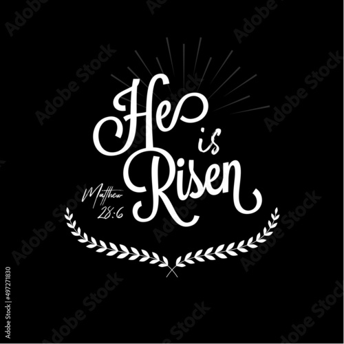 Bible verse He has risen, vector illustration
