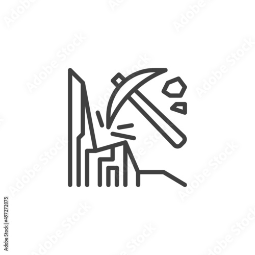 Coal mining line icon